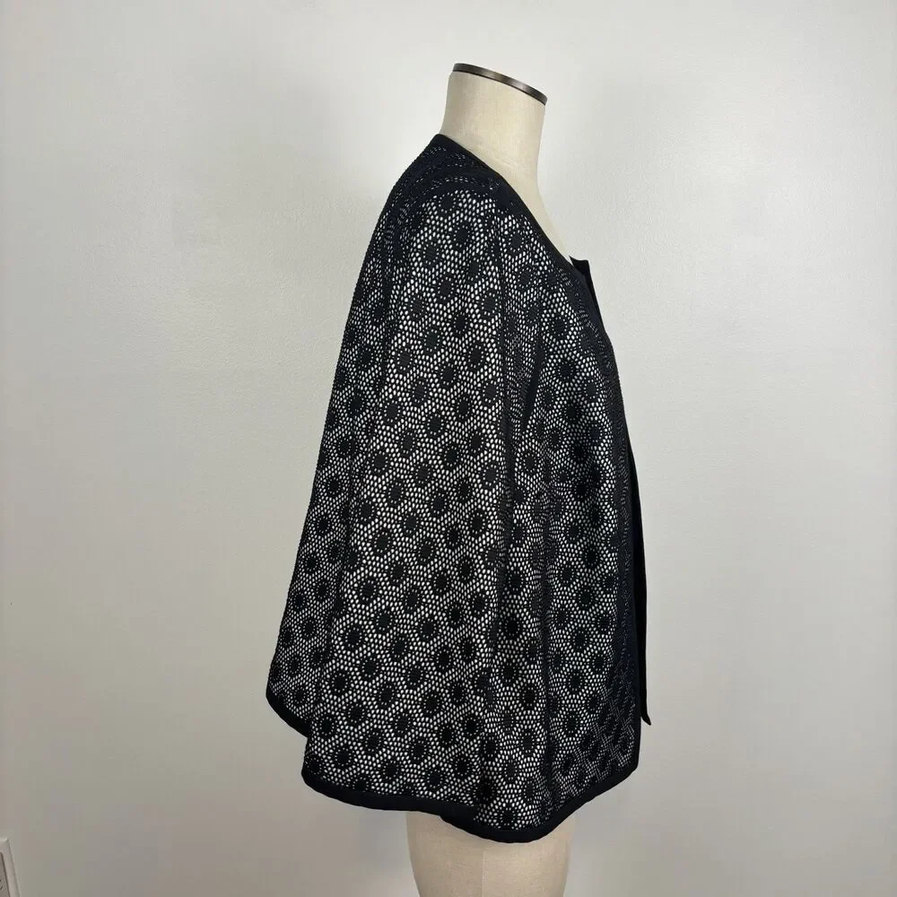 Kasper Women's 16W Bonded Lace Blazer Contrast Black White Laser Cut - Picture 5 of 10